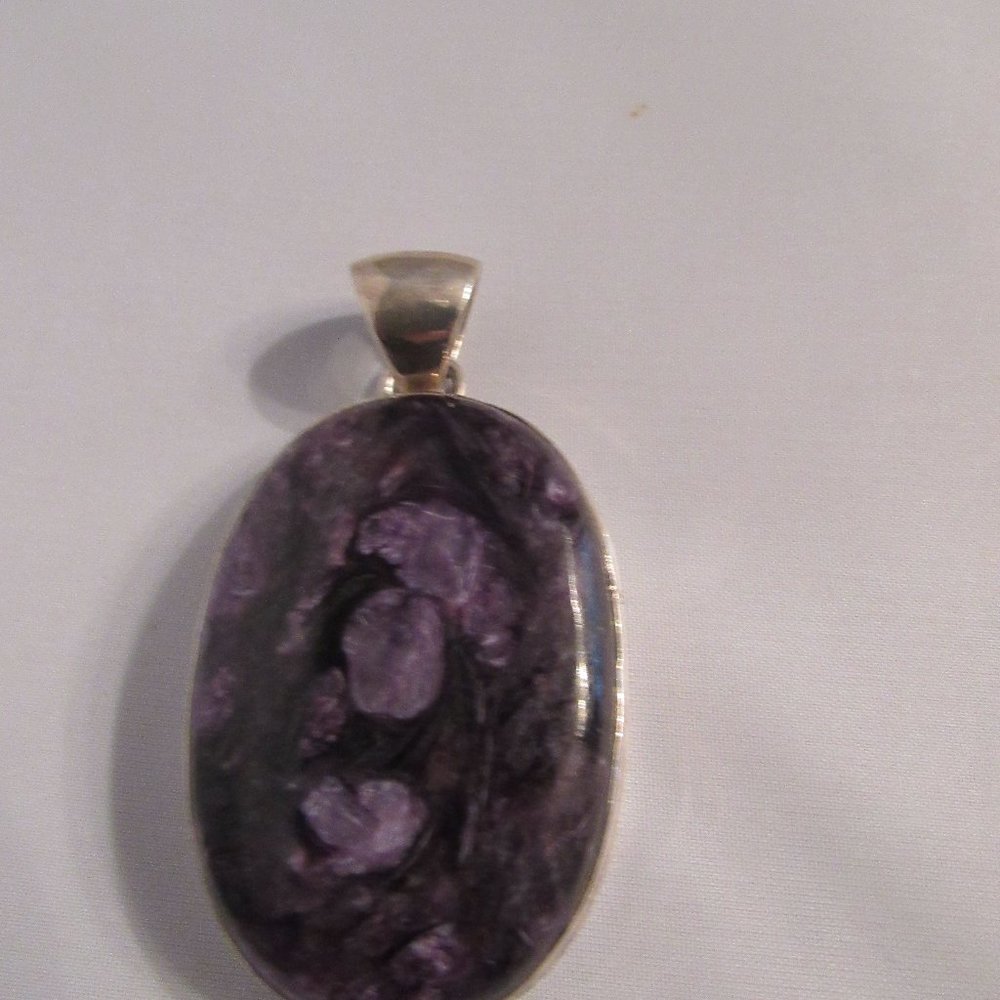 Charoite and Sterling Silver Pendant/Slide